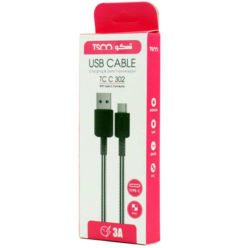 کابل Type-C تسکو مدل TCC302 طول 1 متر