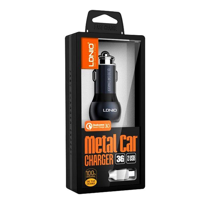 شارژر فندکی الدینیو مدل C503Q همراه با کابل microUSB