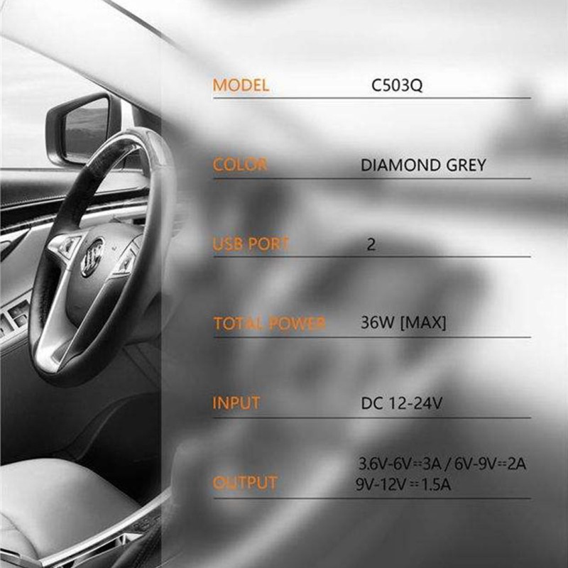 شارژر فندکی الدینیو مدل C503Q همراه با کابل Type-C