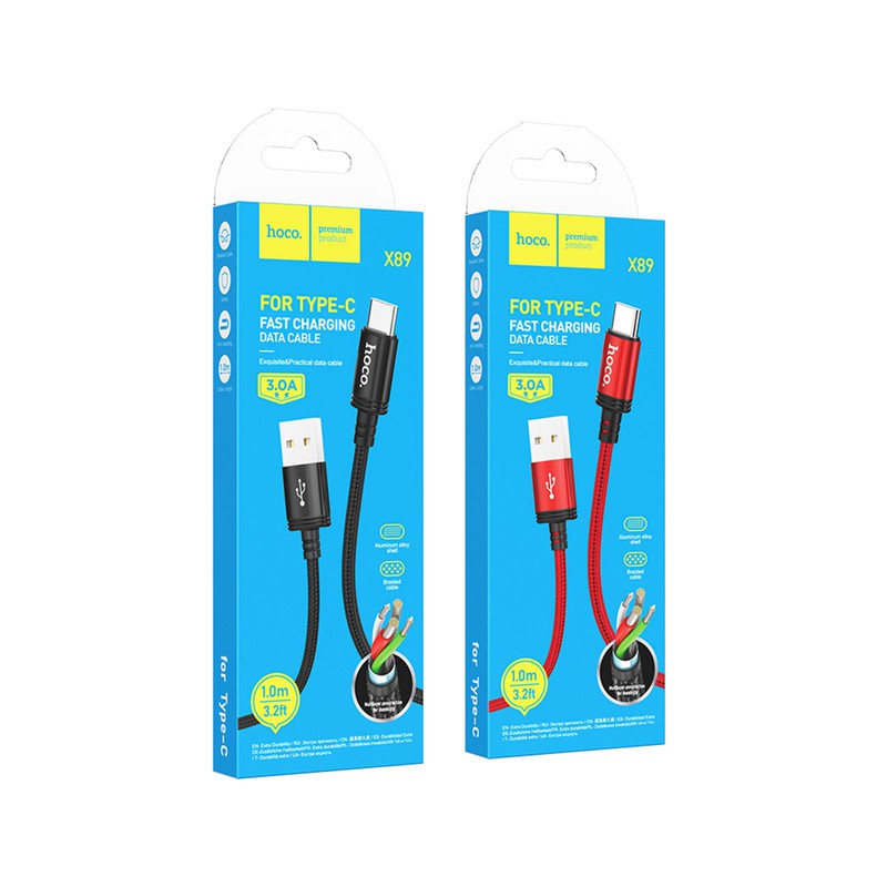 کابل تبدیل USB به Type-C هوکو مدل X89 طول 1 متر