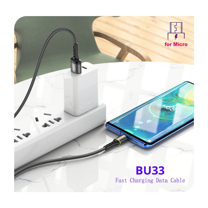 کابل تبدیل USB به MicroUSB بروفون مدل BU33 طول 1.2 متر