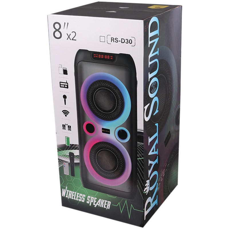 اسپیکر بلوتوثی قابل حمل Sound Royal مدل RS-D30 + میکروفون و ریموت کنترل