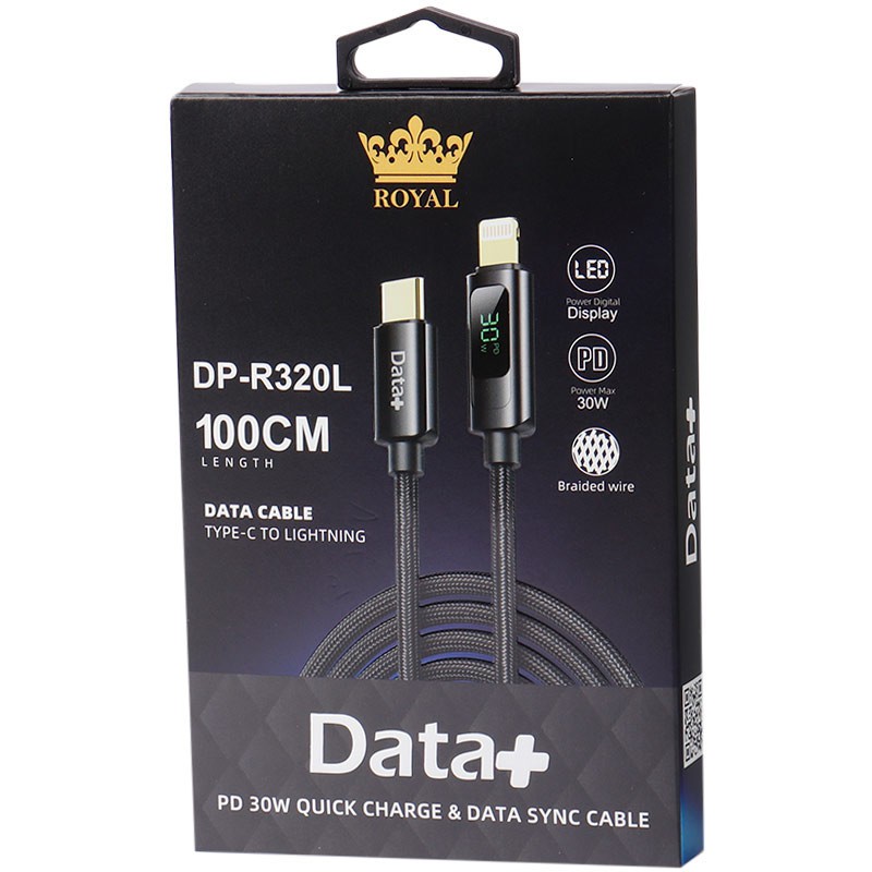 کابل تبدیل USB-C به لایتنینگ دیتا پلاس سری رویال مدل Royal DP-R320L طول 1 متر