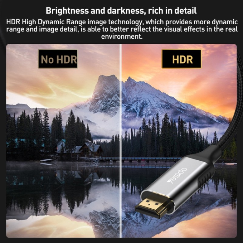 کابل HDMI به HDMI یسیدو مدل HM11 کیفیت 8K به طول 1.8 متر