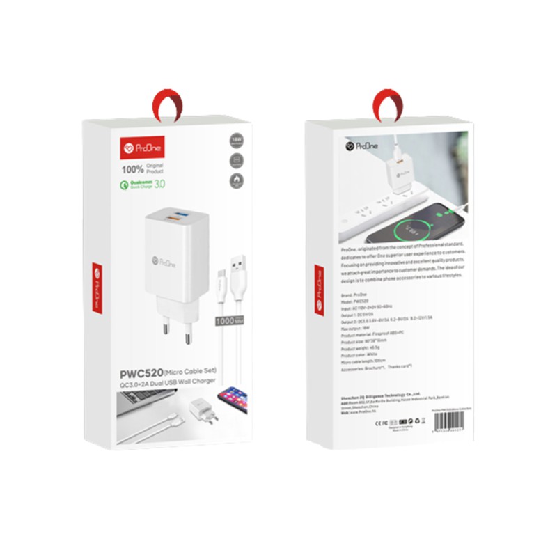 شارژر دیواری پرووان مدل PWC520 به همراه کابل MicroUSB