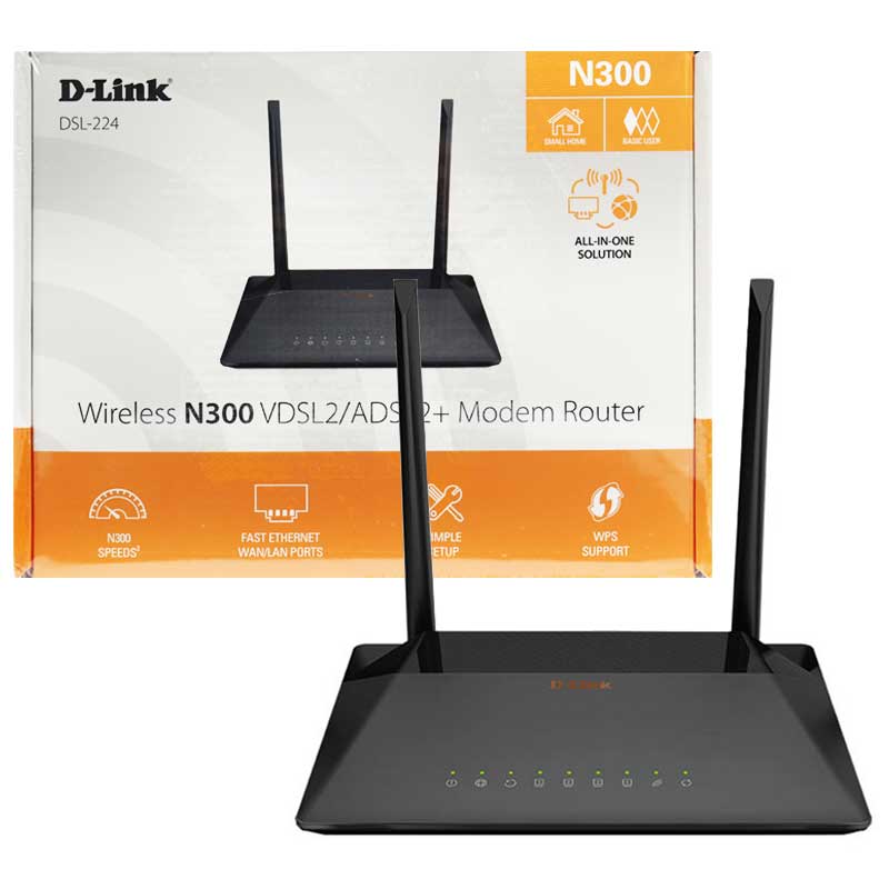 مودم روتر +VDSL2/ADSL2 بی سیم دی لینک مدل DSL-224 N300 سرعت ۳۰۰ مگابیت در ثانیه