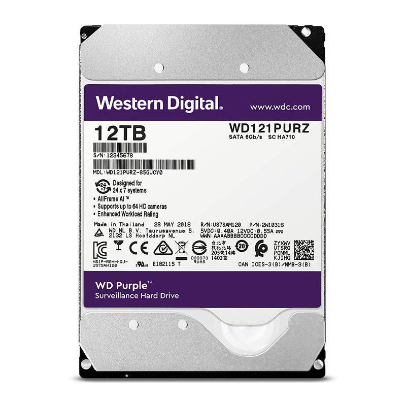 هارد دیسک اینترنال وسترن دیجیتال مدل Purple WD121PURZ با ظرفیت ۱۲ ترابایت