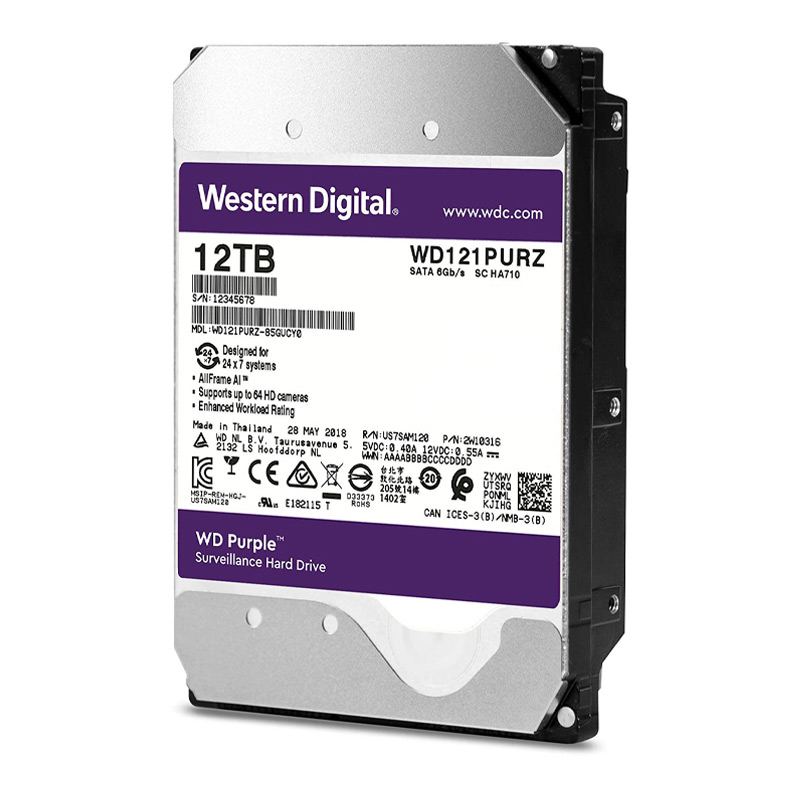 هارد دیسک اینترنال وسترن دیجیتال مدل Purple WD121PURZ با ظرفیت ۱۲ ترابایت