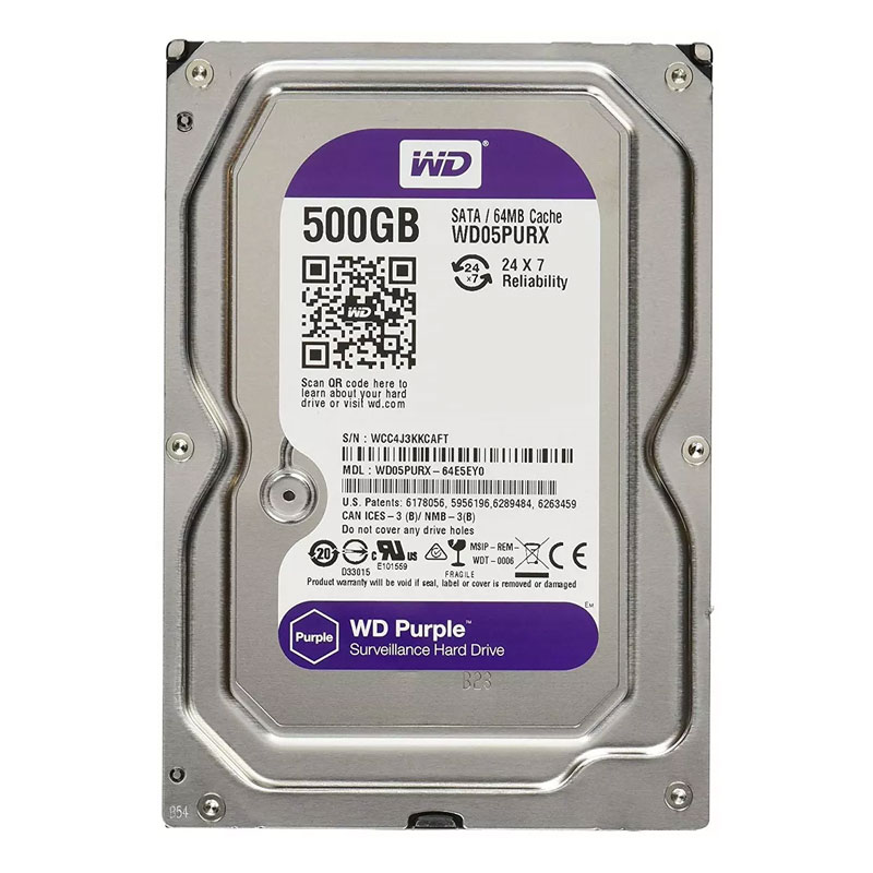 هارد دیسک اینترنال وسترن دیجیتال مدل Purple WD05PURX ظرفیت ۵۰۰ گیگابایت