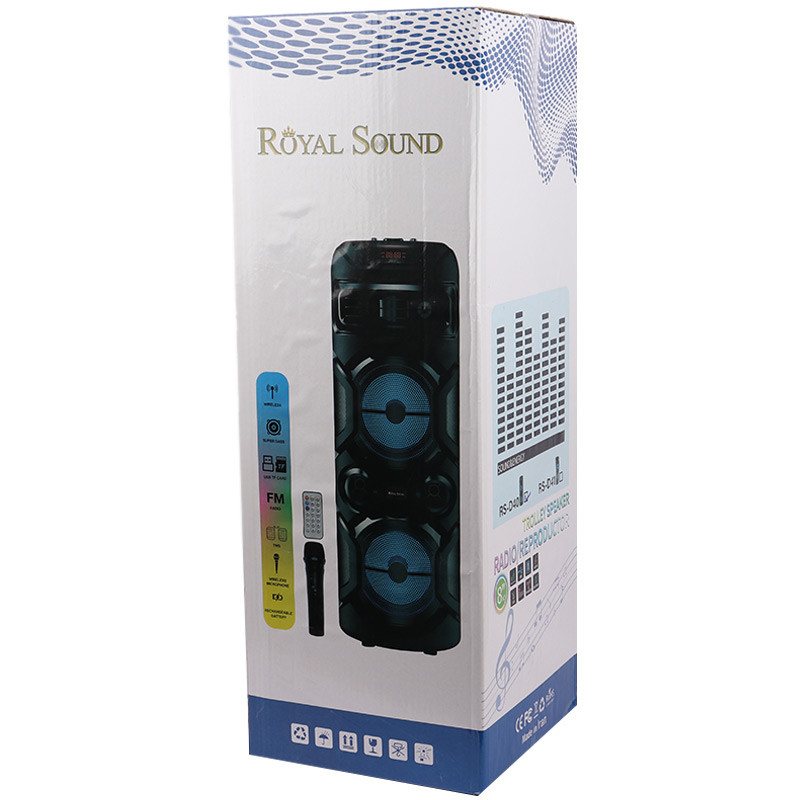 اسپیکر چمدانی بی سیم قابل حمل Royal sound مدل RS-D40 همراه با میکروفون و ریموت کنترل