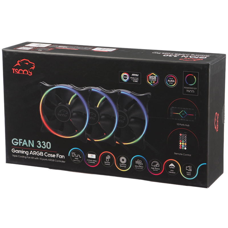 فن کیس تسکو مدل GFAN 330 با نورپردازی ARGB بسته ۳ عددی