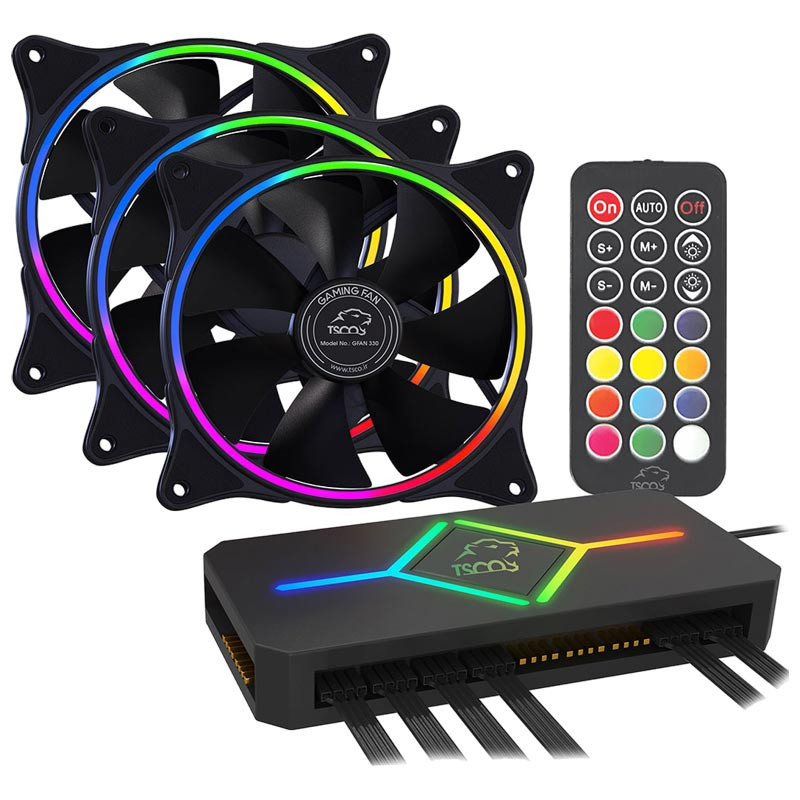 فن کیس تسکو مدل GFAN 330 با نورپردازی ARGB بسته ۳ عددی