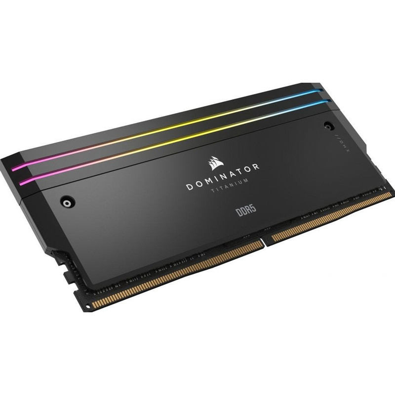 رم کامپیوتر DDR5 دو کاناله 6600 مگاهرتز CL22 کورسیر مدل Dominator Titanium RGB با ظرفیت 32 گیگابایت