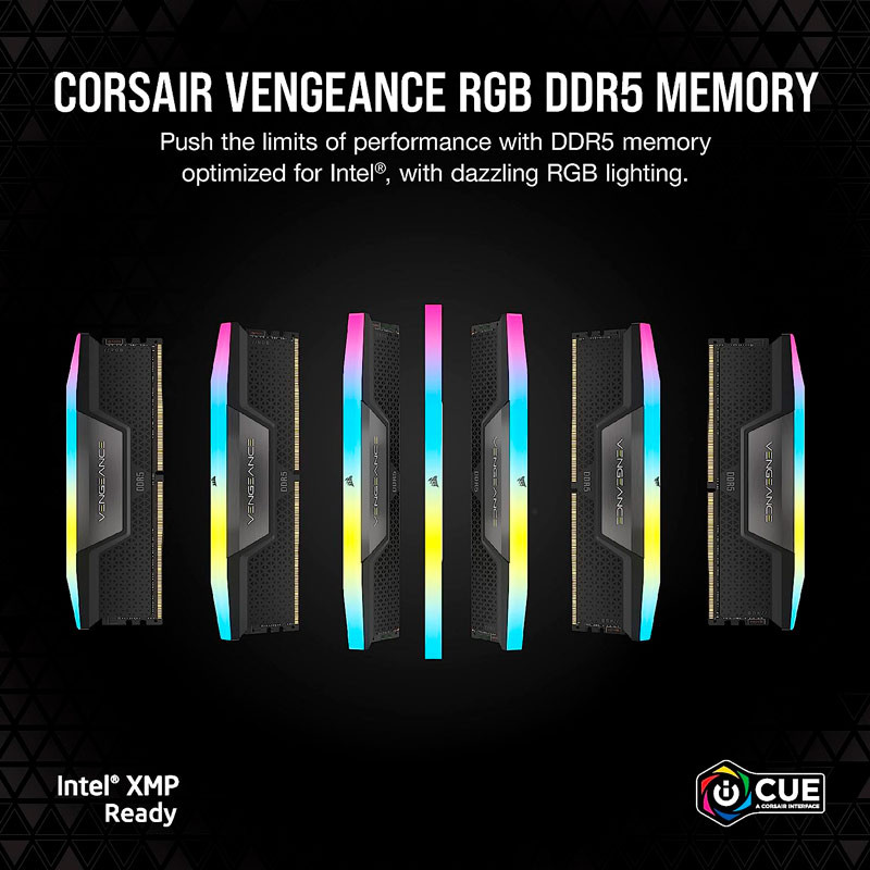 رم کامپیوتر DDR5 دو کاناله 6600 مگاهرتز CL38 کورسیر مدل Vengeance RGB ظرفیت 32 گیگابایت