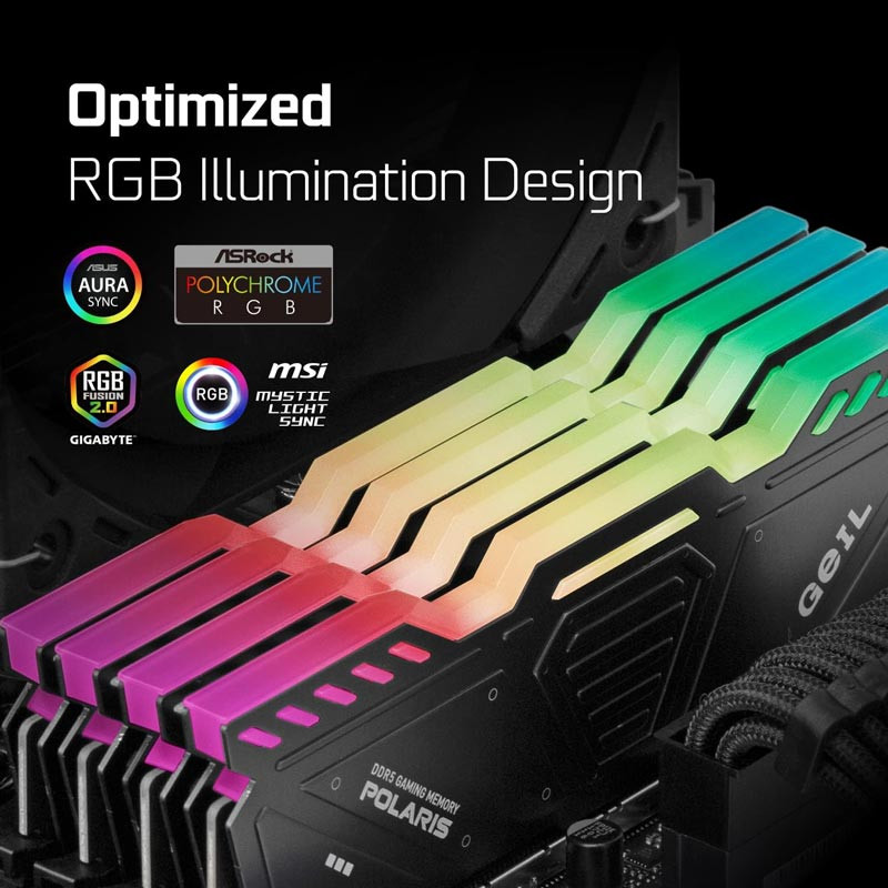 رم کامپیوتر DDR5 دو کاناله گیل سری Polaris RGB با ظرفیت 32 گیگابایت و فرکانس 5200 مگاهرتز