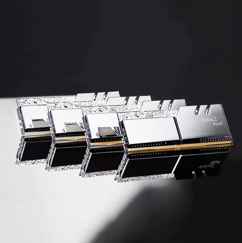 رم دسکتاپ DDR4 دو کاناله ۳۶۰۰ مگاهرتز CL18 جی اسکیل مدل Trident Z Royal Silver ظرفیت ۱۶ گیگابایت