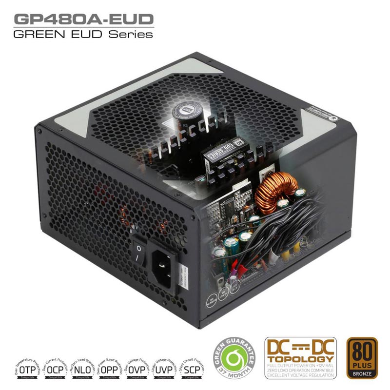 منبع تعذیه کامپیوتر گرین مدل GP480A EUD با توان ۴۸۰ وات