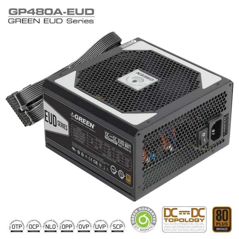 منبع تعذیه کامپیوتر گرین مدل GP480A EUD با توان ۴۸۰ وات