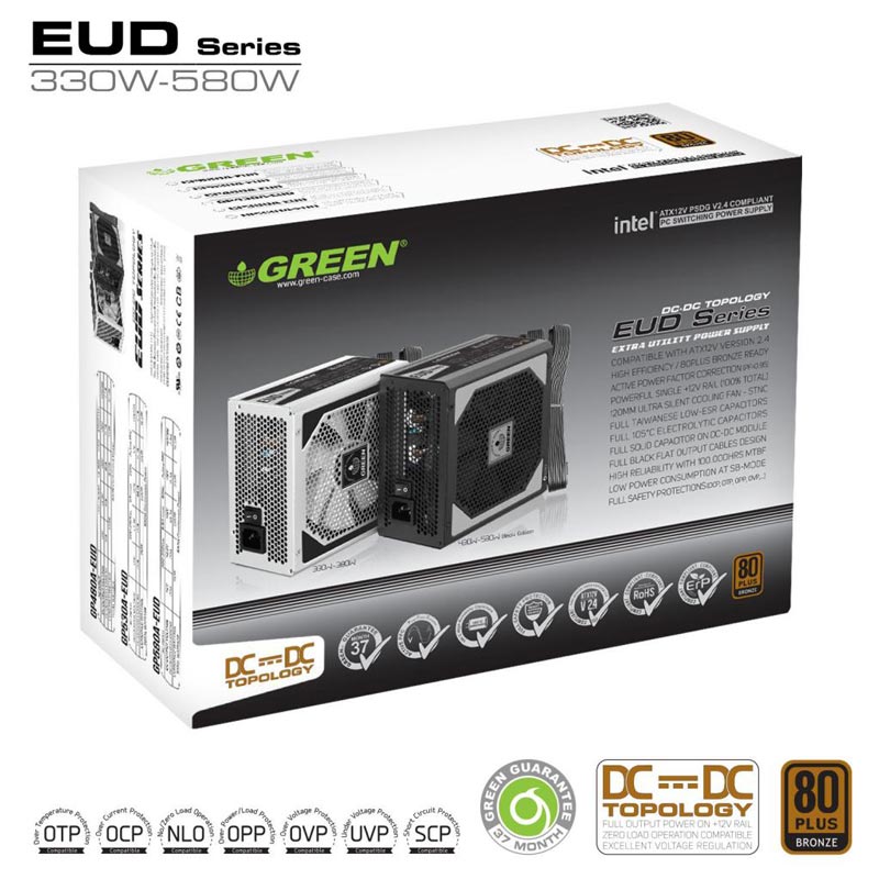 منبع تعذیه کامپیوتر گرین مدل GP480A EUD با توان ۴۸۰ وات