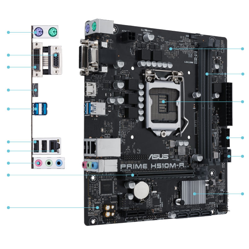 مادربورد ایسوس سری Prime مدل H510M-R-SI با سوکت پردازنده LGA1200