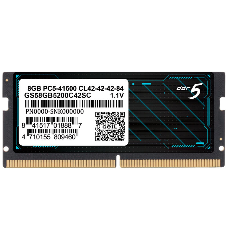 رم لپ تاپ DDR5 تک کاناله 5200 مگاهرتز CL42 گیل پارت نامبر GS58GB5200C42SC ظرفیت 8 گیگابایت