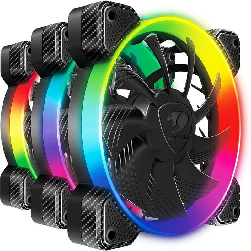 فن کیس کوگر مدل Vortex RGB HPB 120 Cooling Kit با نورپردازی ARGB پک سه تایی