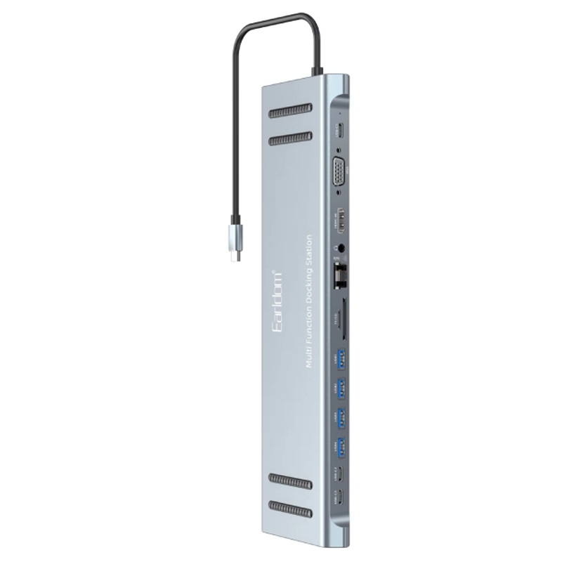 هاب 14 پورت تایپ سی به USB/SD/TF/AUX/HDMI/VGA/RJ45/Type-C ارلدام مدل ET-W28