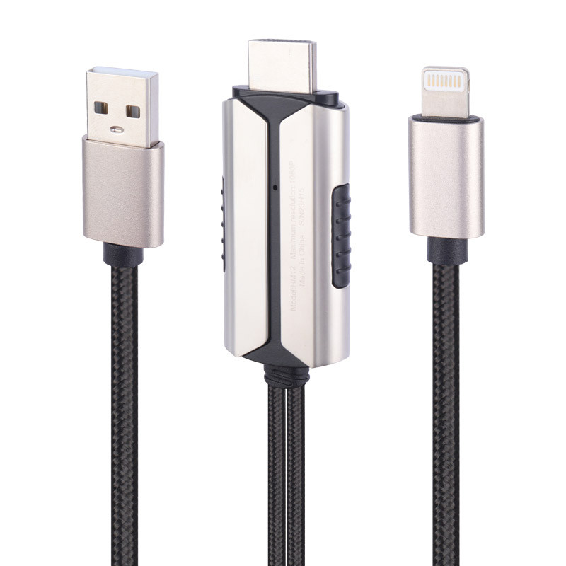 کابل تبدیل Lightning به HDMI یسیدو مدل HM12 با طول 2 متر