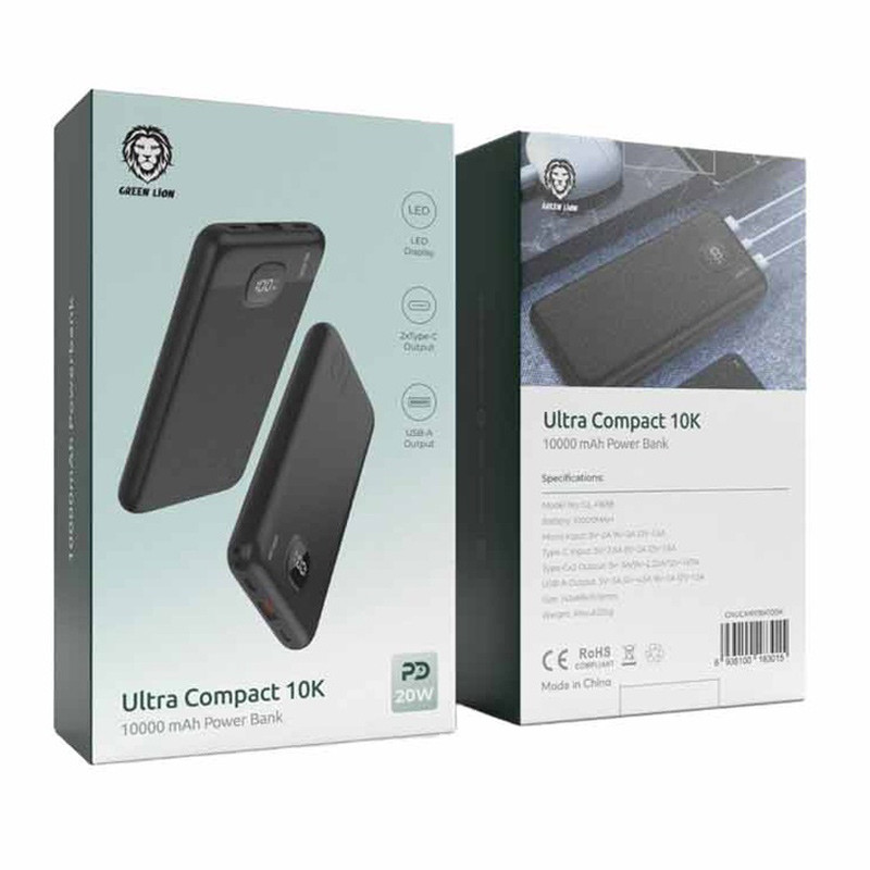 پاور بانک گرین لاین مدل Ultra Compact با ظرفیت 10000 میلی آمپر ساعت