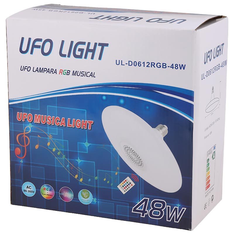 لامپ LED اسپیکر دار بلوتوثی UFO 48W E27 به همراه ریموت کنترل