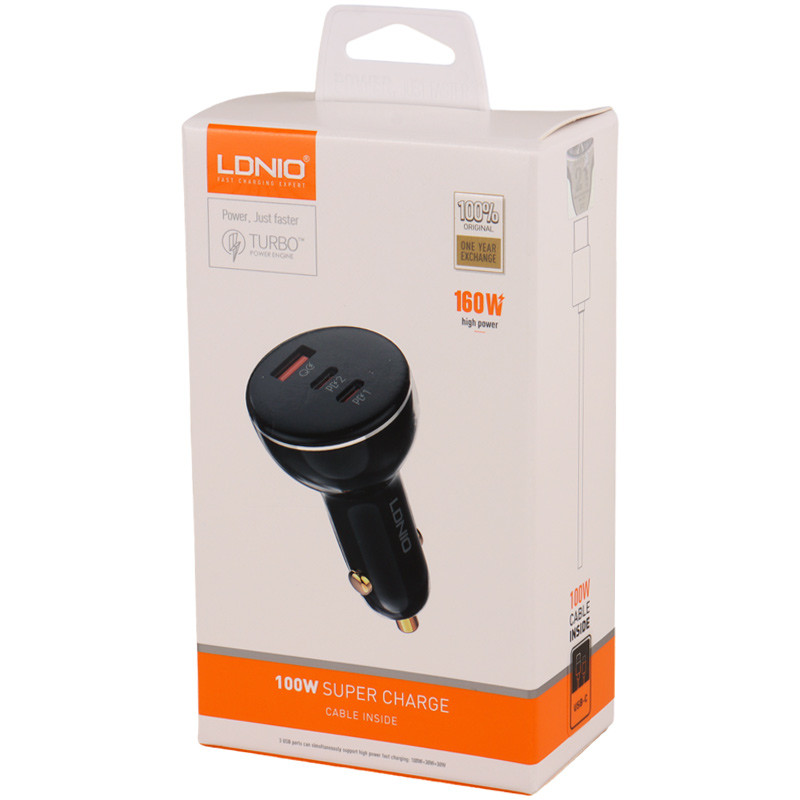 شارژر فندکی خودرو الدینیو مدل C102 با جریان 5 آمپر و حداکثر توان خروجی 100 وات
