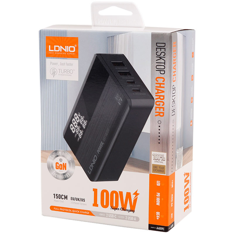 کلگی فست شارژ چهار پورت الدینیو مدل A4809C با توان خروجی 100 وات