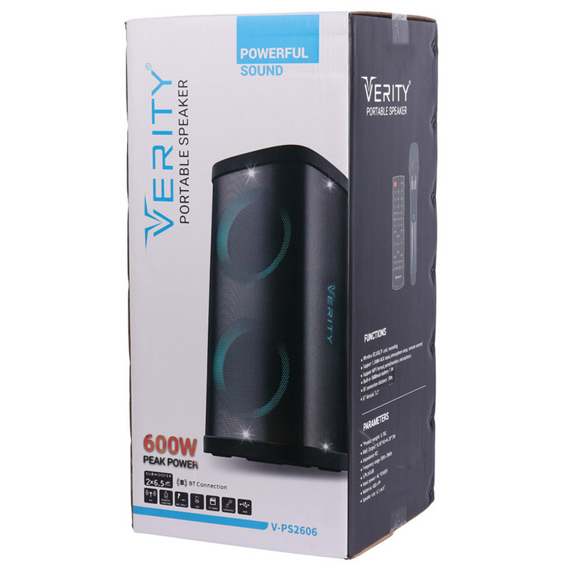 اسپیکر چمدانی بی سیم قابل حمل وریتی مدل V-PS2606 همراه میکروفون و ریموت کنترل