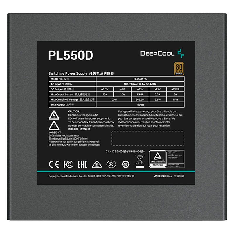 پاور غیر ماژولار دیپ کول مدل PL550D با توان 550 وات