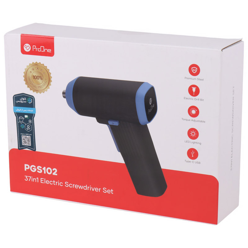 پیچ گوشتی شارژی و سری پیچ گوشتی پرووان مدل PGS102 مجموعه 37 عددی