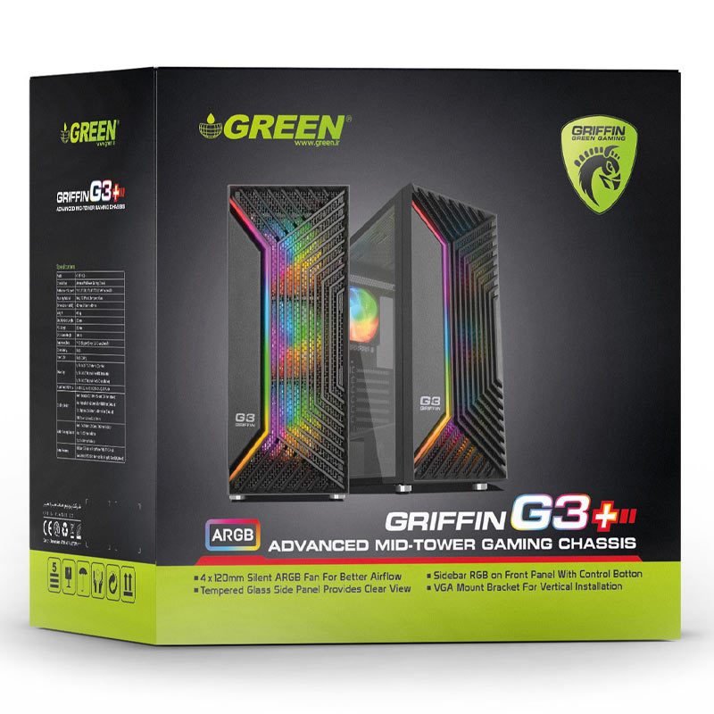 کیس کامپیوتر گرین مدل GRIFFIN G3 Plus