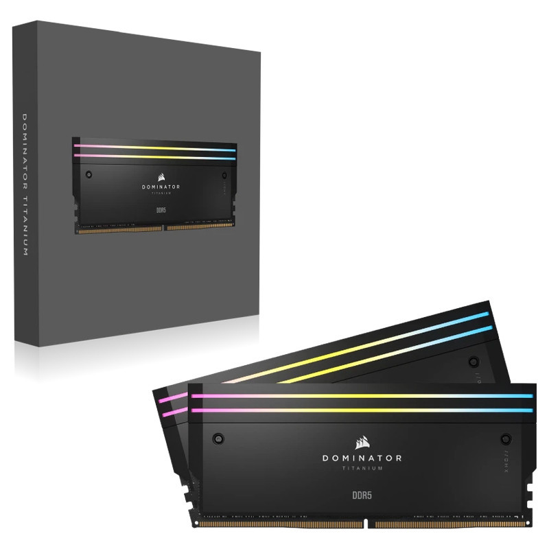 رم کامپیوتر DDR5 دو کاناله 7200 مگاهرتز CL34 کورسیر مدل Dominator Titanium RGB با ظرفیت 32 گیگابایت