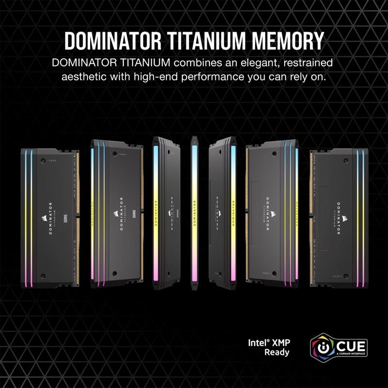 رم کامپیوتر DDR5 دو کاناله 7200 مگاهرتز CL34 کورسیر مدل Dominator Titanium RGB با ظرفیت 32 گیگابایت