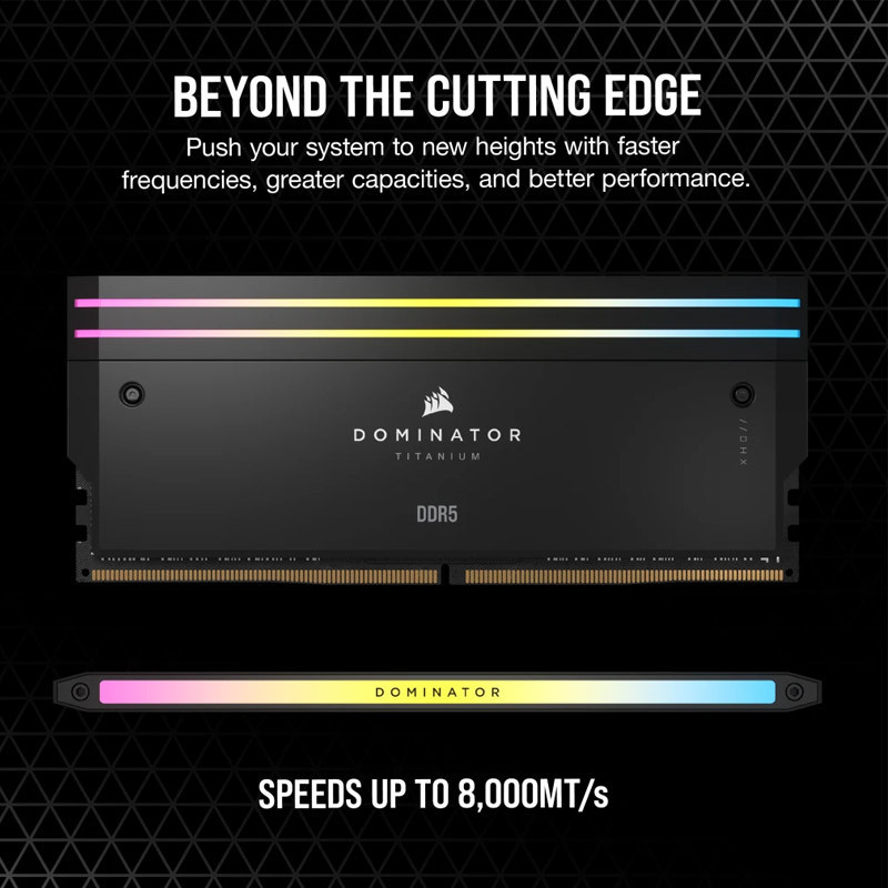 رم کامپیوتر DDR5 دو کاناله 7200 مگاهرتز CL34 کورسیر مدل Dominator Titanium RGB با ظرفیت 32 گیگابایت