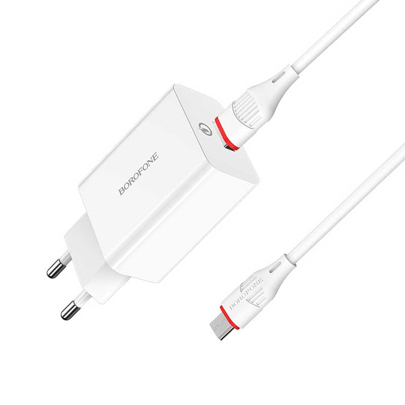 شارژر دیواری بروفون مدل BA-21 QC3 به همراه کابل تبدیل microUSB