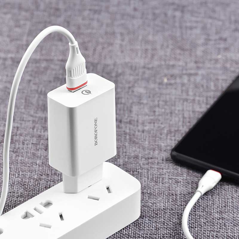 شارژر دیواری بروفون مدل BA-21 QC3 به همراه کابل تبدیل microUSB