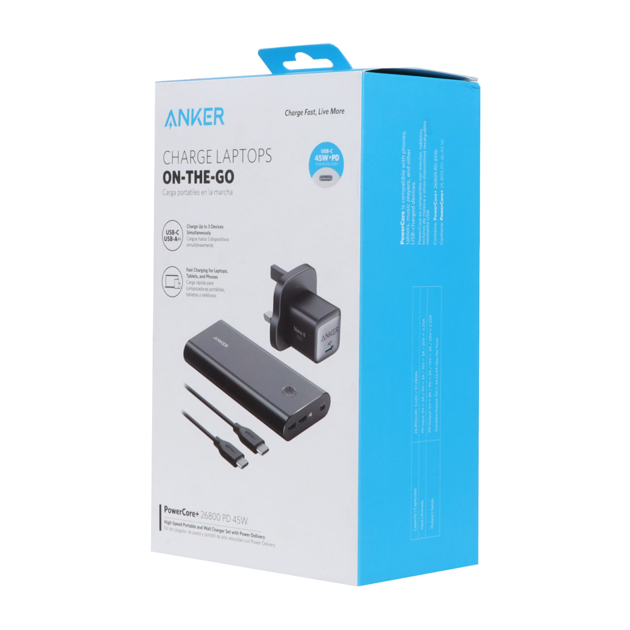 پاوربانک انكر مدل Anker ON THE GO B1376 با ظرفیت 26800 میلی‌آمپر ساعت به همراه با شارژر 30 واتی