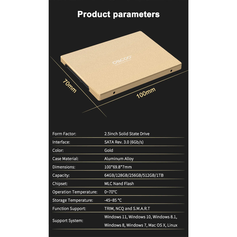 حافظه SSD اینترنال اوسکو مدل GOLD 001 با ظرفیت 512 گیگابایت