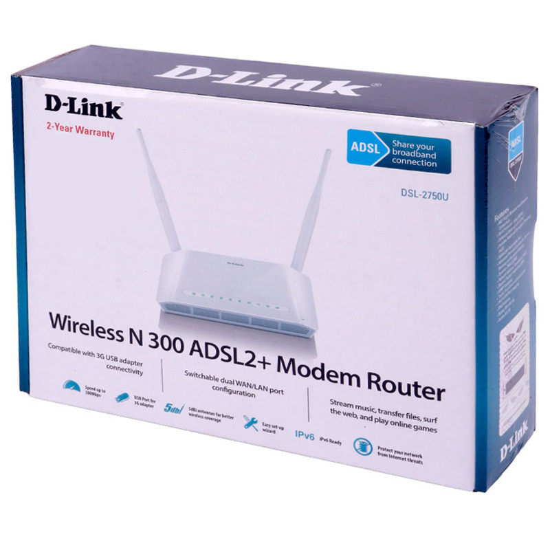 مودم روتر بی‌سیم دی-لینک سری +ADSL2 مدل DSL-2750U