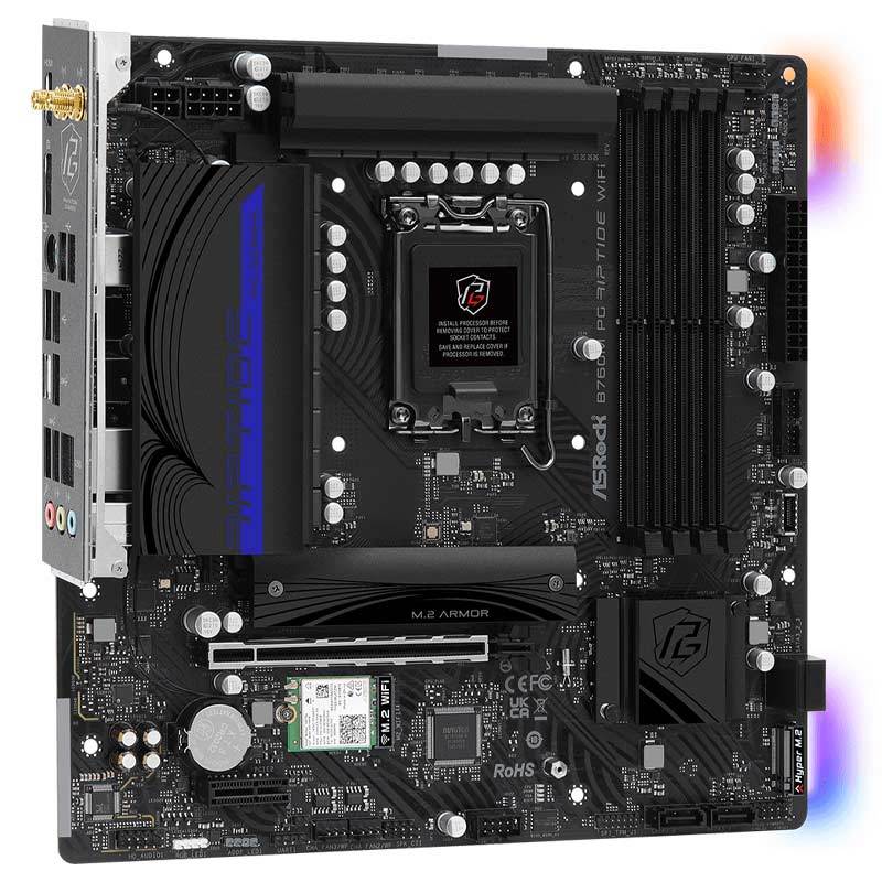 مادربرد ازراک مدل B760M PG Riptide WiFi DDR5 با سوکت پردازنده LGA 1700