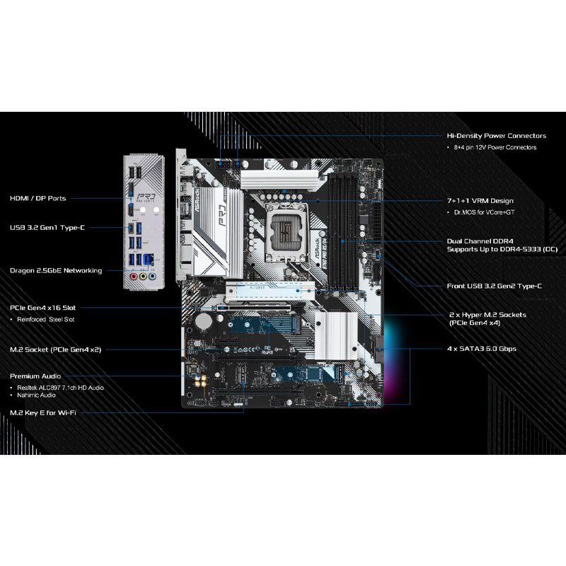 مادربرد ازراک مدل B760 Pro RS DDR4 با سوکت پردازنده LGA 1700