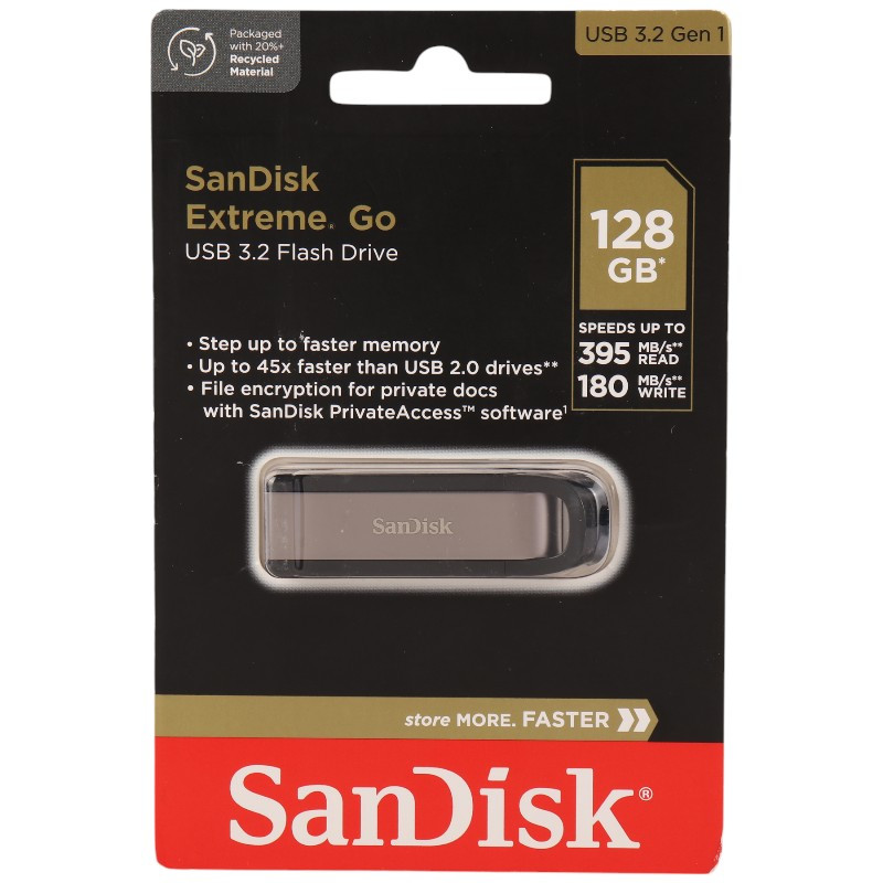 فلش مموری USB3.2 سن دیسک مدل Extreme Go SDCZ810 با ظرفیت 128 گیگابایت