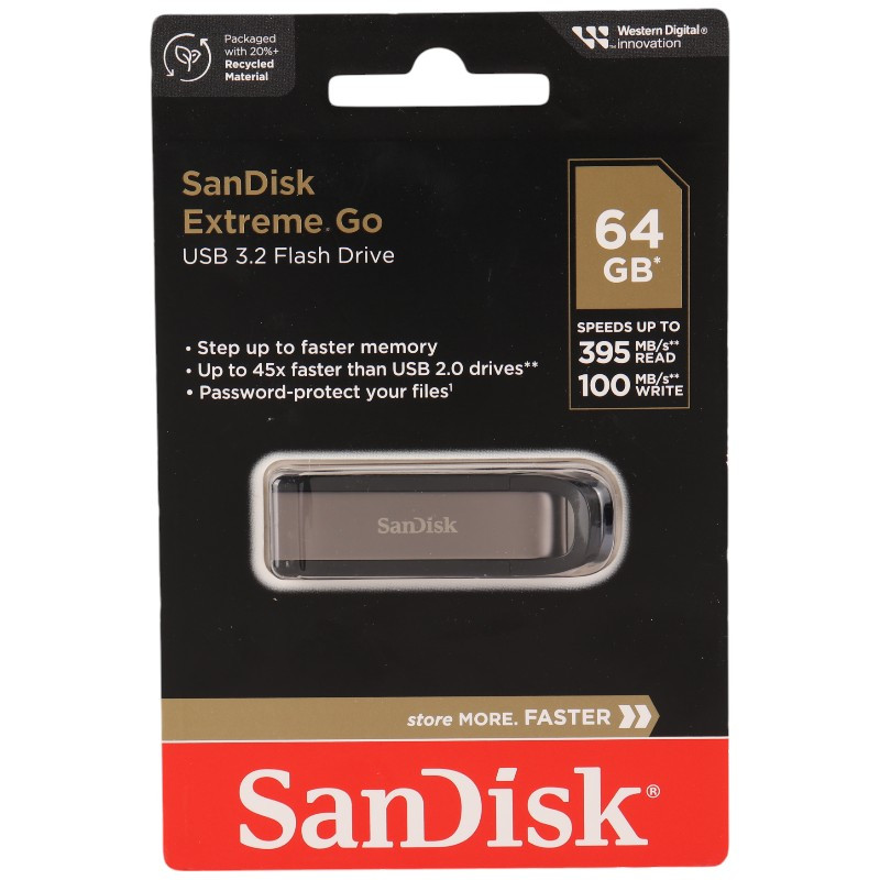 فلش مموری USB3.2 سن دیسک مدل Extreme Go SDCZ810 با ظرفیت 64 گیگابایت