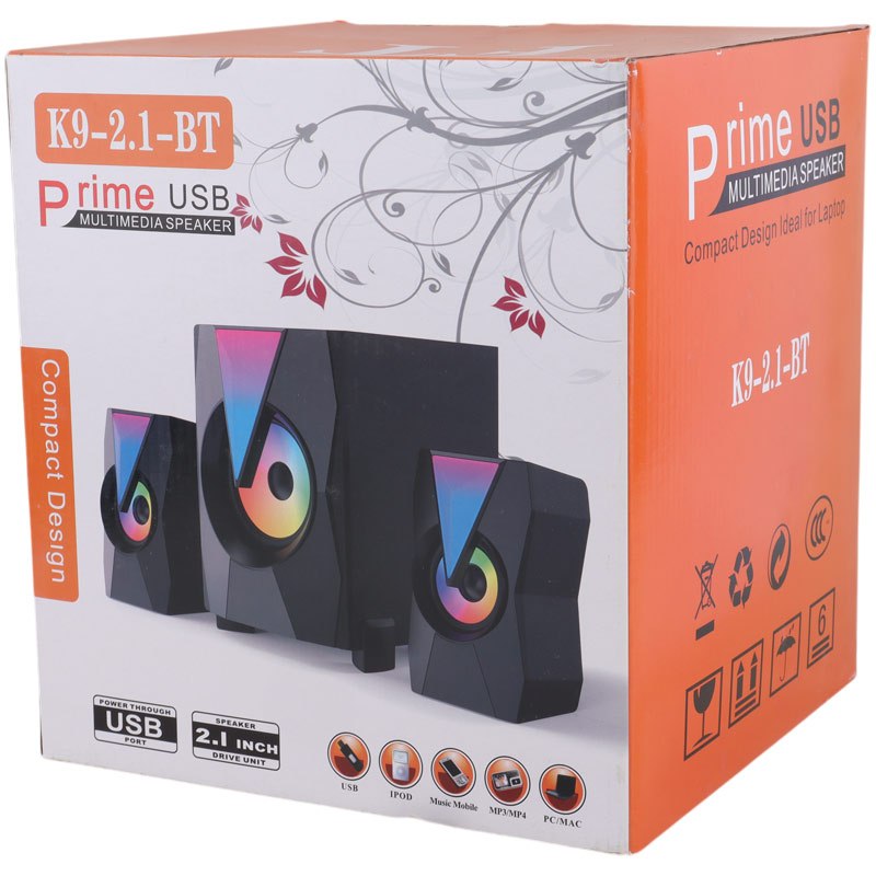 اسپیکر سه تکه بلوتوثی Prime مدل K9-2.1-BT به همراه ریموت کنترل