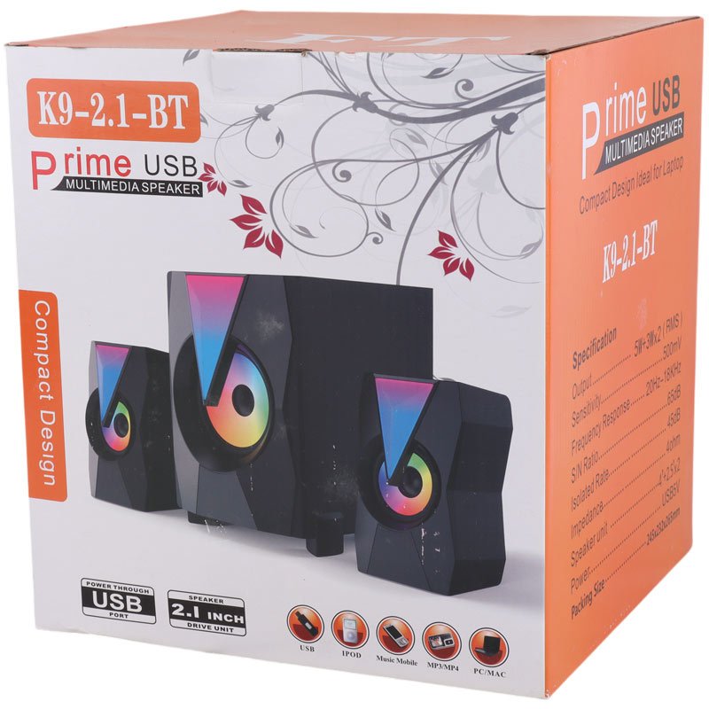 اسپیکر سه تکه بلوتوثی Prime مدل K9-2.1-BT به همراه ریموت کنترل